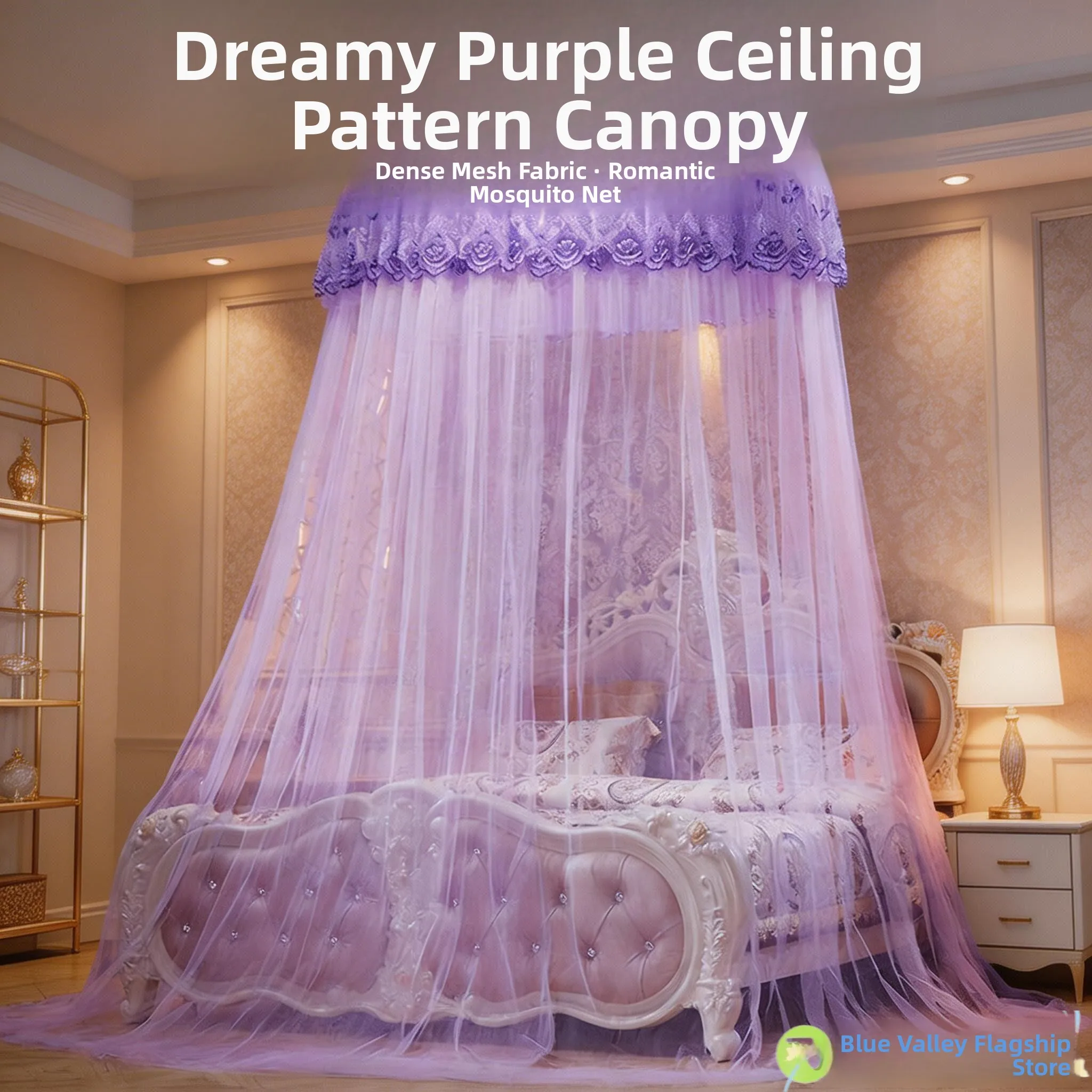 

Москитная сетка-купол в стиле принцессы для спальни, 15м/18м, для девочек, детская комната, дышащий нейлоновый материал, класс защиты от комаров А.