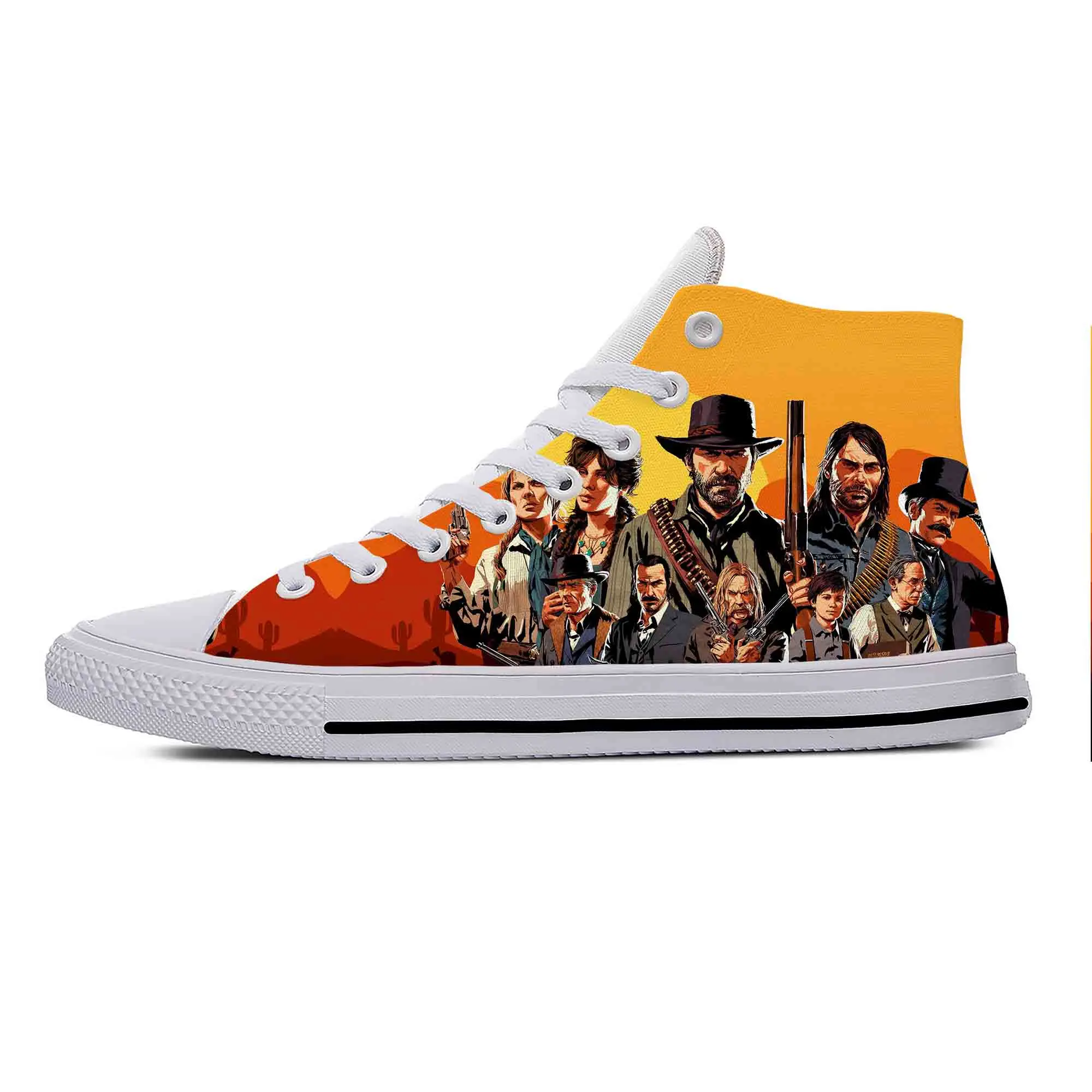 Red Dead Redemption RDR2 Anime Cartoon Game Funny Casual Cloth Shoes High Top Lightweight Breathable 3D Print Men Women Sneakers