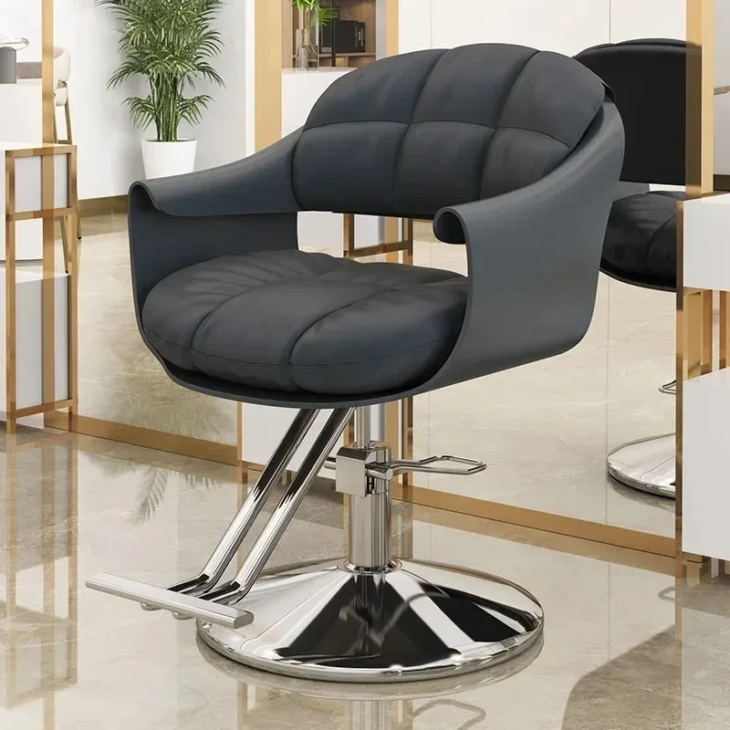 

Nordic Trendy Hair Salon Chair Stainless Italian High-end Comfort Barbershop Chair Modern Rotate Silla De Barbero Home Furniture
