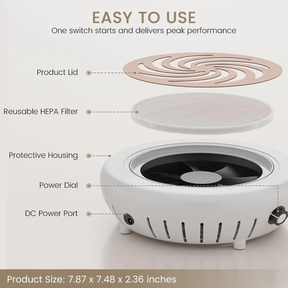 جهاز تجميع غبار الأظافر من لينماندا، جهاز تجميع الغبار الاحترافي، صالون تكنولوجيا الأظافر مع سرعة فلتر قابلة للإزالة ​ ​ مكنسة كهربائية قابلة للتعديل