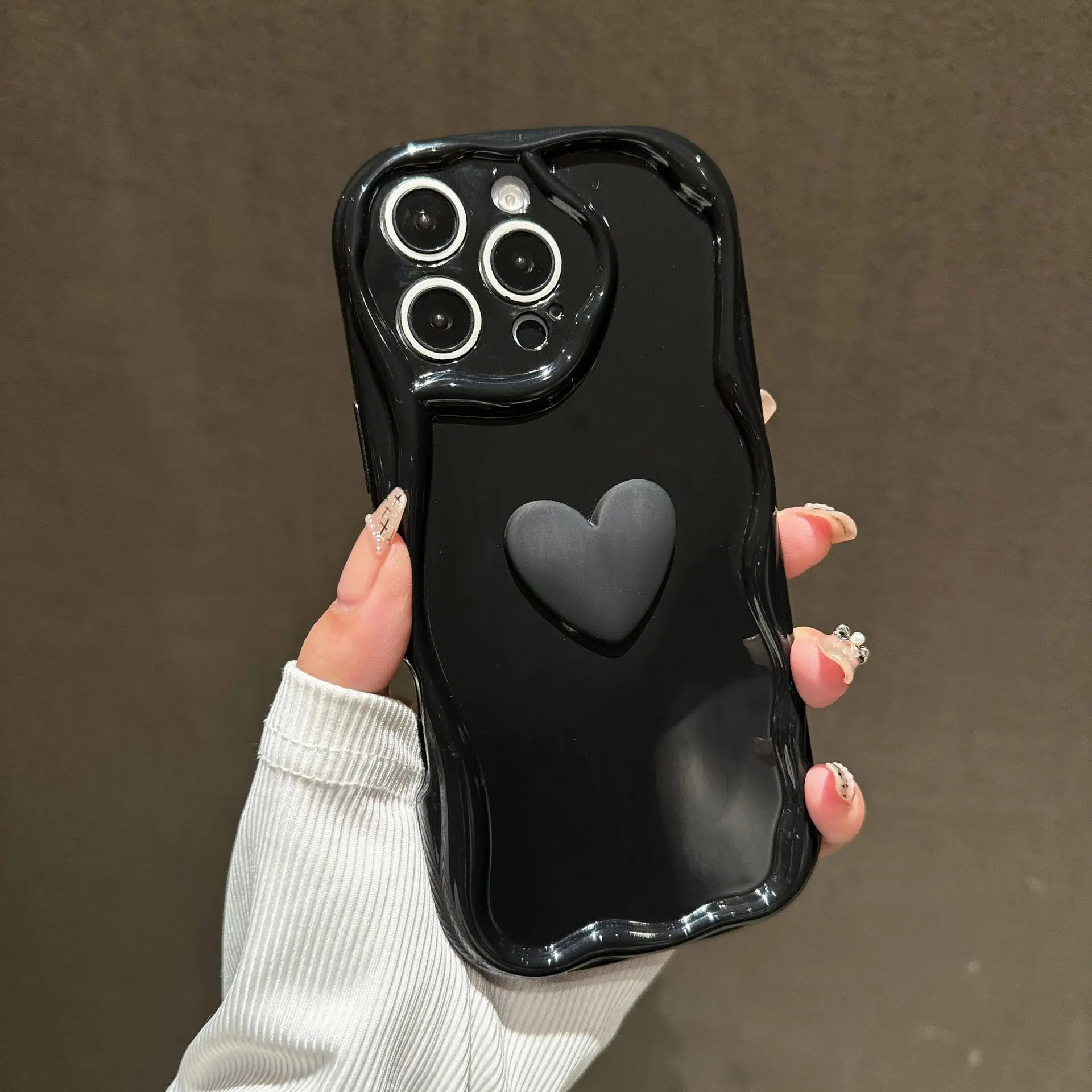 ثلاثية الأبعاد موجة لطيف الحب القلب للصدمات قضية الهاتف لسامسونج غالاكسي A16 A26 A36 A56 A55 A54 A52 A53 A24 S25 S24 S23 الترا S22 زائد