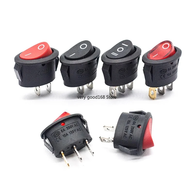 5PCS Oval Power Switch AC Toggle IO ON-OFF Car Boat  Push Button Rocker Switch 2P 3Pin 25x16.5mm Button Power Elliptic switched