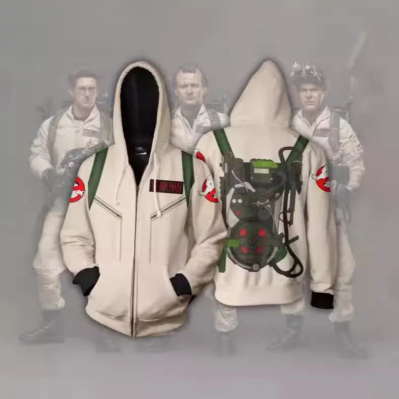 Ghost Movie Cosplay Kapuzenpullover mit Reißverschluss |   3D-Gedruckter Kapuzenpullover für Männer und Frauen, Lässige Streetwear & Halloween-Kostüm