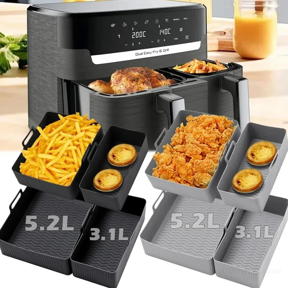 Tefal Ey901840 에어 프라이어 트레이용 실리콘 몰드, 재사용 가능한 베이킹 바구니, 오븐 에어 프라이어 액세서리, 2 개