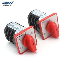 ZHUCO HZ5D-20/4 M05 M06 20A 4KW 3 Poles 12 Screws Induction Motor Reversible Transfer Switch Two Voltage Three-pole Cam Switch