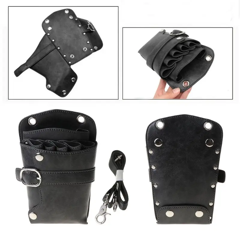 Professional Barber Leather Salon Scissors Bag Waist Pack Hairdressing Too