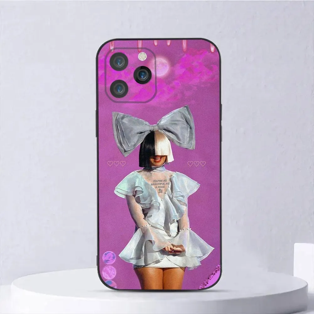 سيليكون ناعم هاتف أسود ، مغني Sia Australia ، غطاء لهاتف iPhone ، من من من ، من ، إلى ، وplus ، وxs ، وx ، وxr ، وse ، وmini ، وox