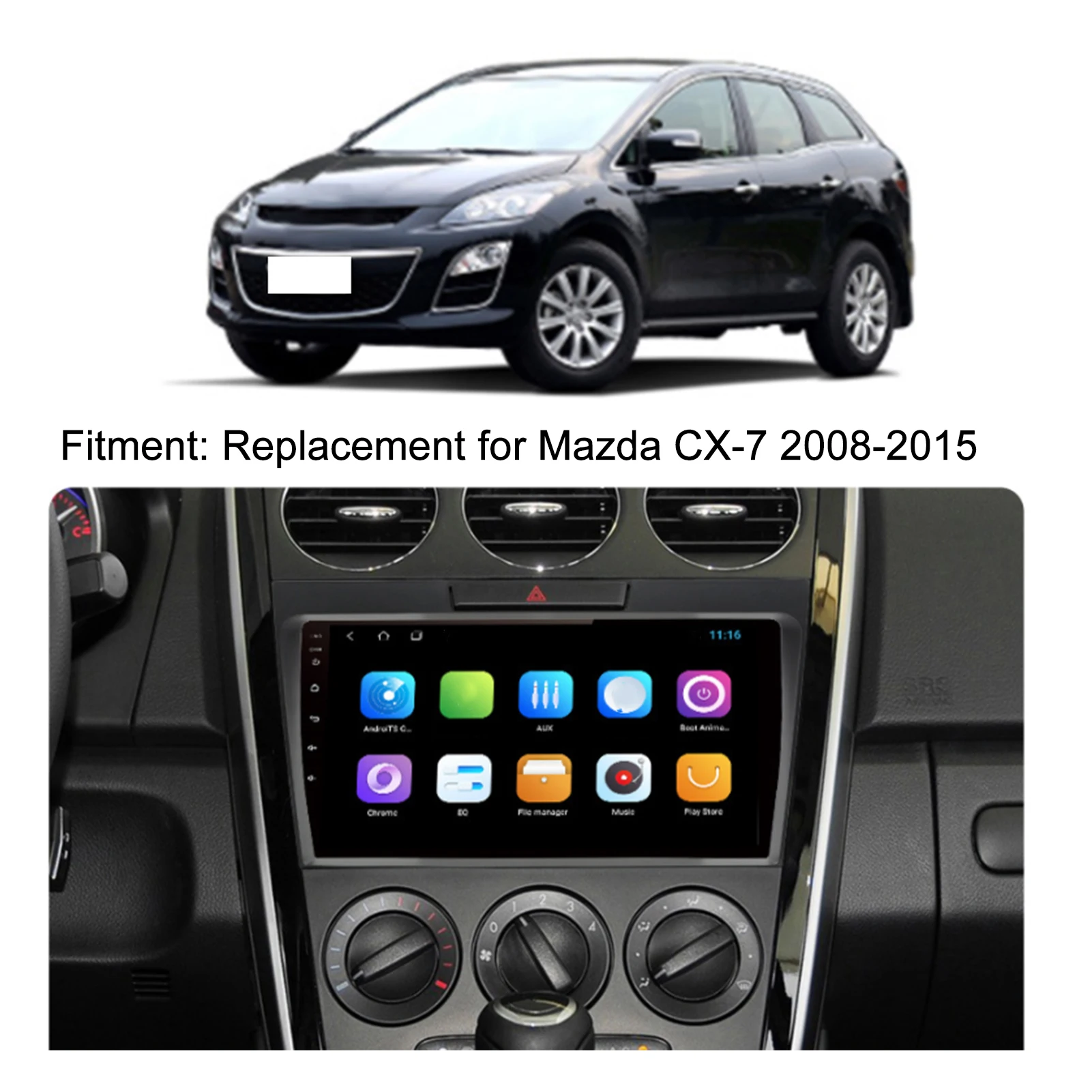 Autonavigation 9 Zoll Autoradio Bluetooth Hände – Auto-Multimedia-Player GPS-Navigation Ersatz für CX7 2008–2015