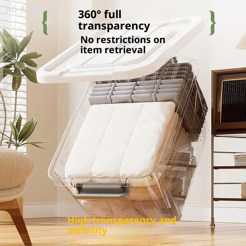 

Multi-Size Transparent Storage Box Portable Plastic Organizing Box with Lid for Clothing And Miscellaneous Items