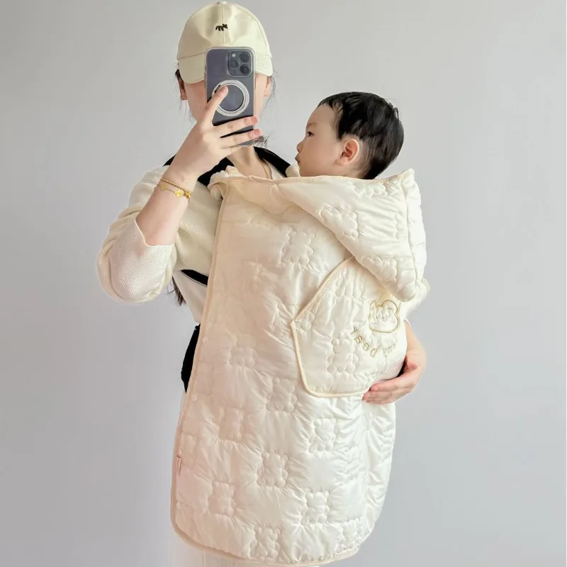 

Утолщенное детское пончо с хлопковой подкладкой, многофункциональное пеленальное одеяло, зимняя накидка для новорожденных, уличный теплый слой с капюшоном