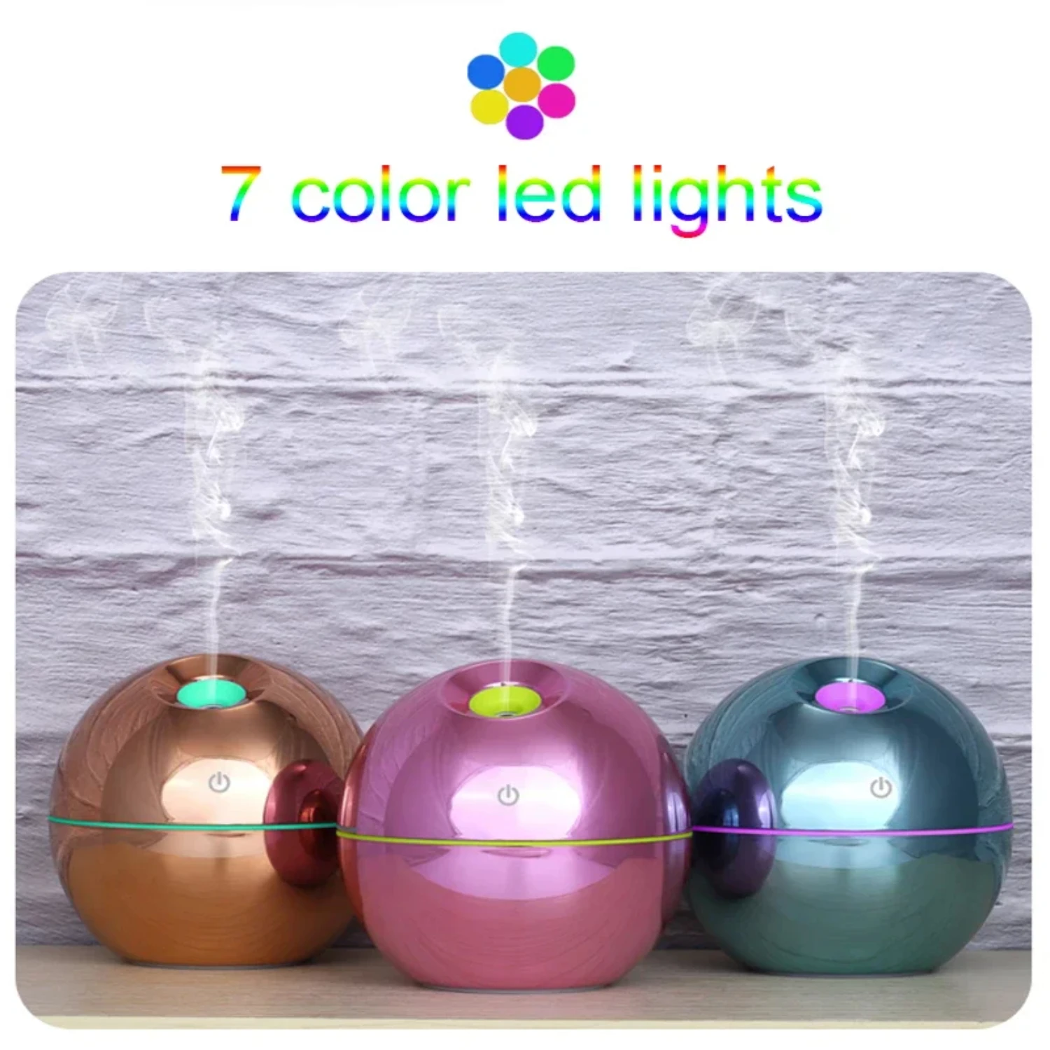 Compact Ultrasonic Mini USB Essential Oil Diffuser 130ml with Air Purifier and 7 Color Change LED Night Light - Perfect for Offi