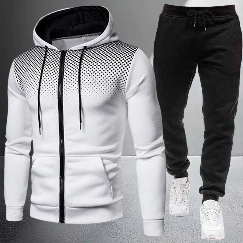Autumn Winter High-end Men's Jacket Tracksuit Casual Zipper Hooded Sweatshirts Coat Sports Jogging Clothing Outdoors Streetwear - view 2