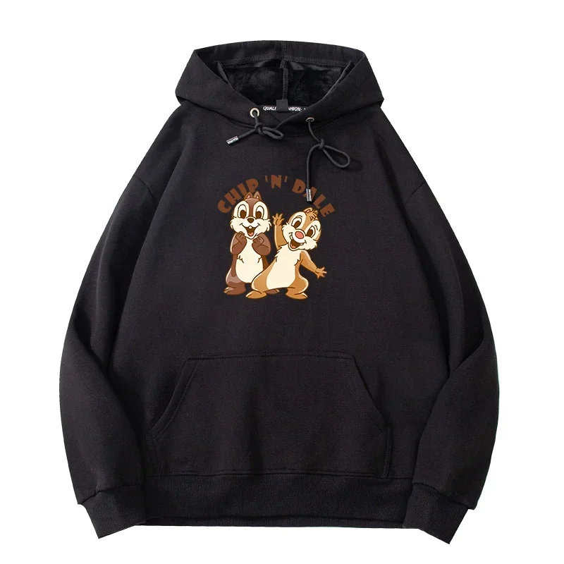 Cartoon Character Men Hoodies Pocket Disney Chip Dale Anime Casual Graphics Cozy Popular Hip Hop Male Sweatshirts Autumn Winter