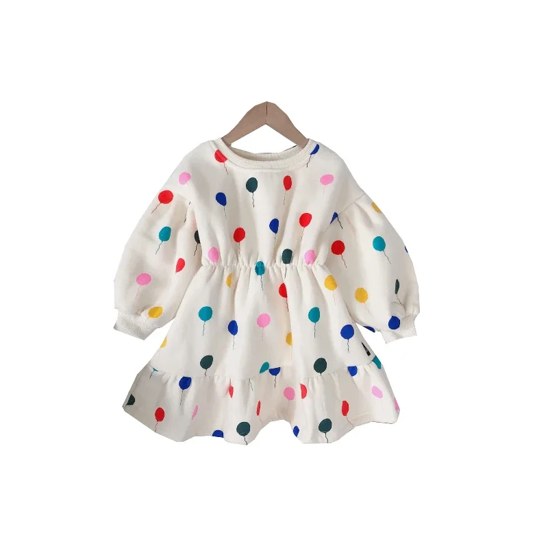 Fall Girls Dresses Spring Autumn Long Sleeve Casual Dress Baby Girl Cotton Colorful Balloon Dress Toddler Kids Halloween Dress