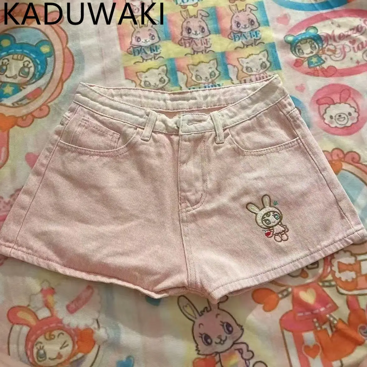 

Spring Summer Japanese Kawaii Daughter Clothes All-match Patchwork Embroidery Casual Shorts Women Y2k Aesthetic Cartoon Pants