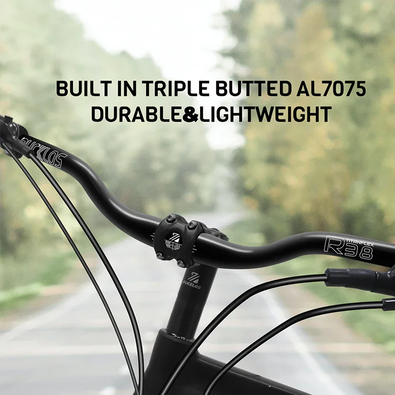 BUCKLOS Bike Handlebar 7075 Aluminum Alloy MTB Bicycle Handlebar  38mm/55mm Riser Durable Bicycle Bar 720mm 800mm Cycling Handle
