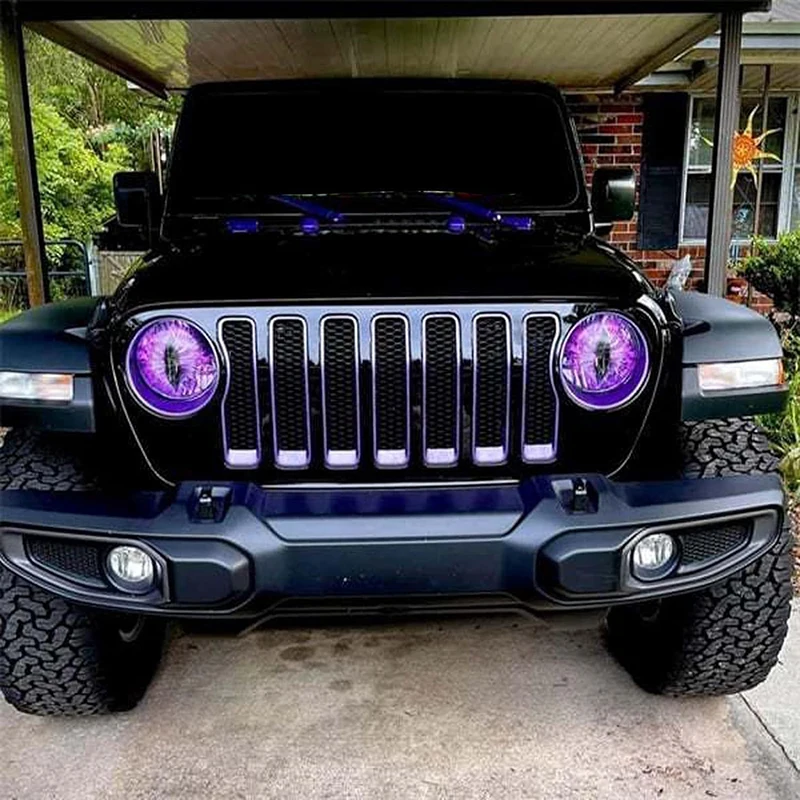 Beast Eyes Headlight Decals, Eye Decals For Jeep Headlights, 3D Stereo Eyes Headlight Decal Stickers, Headlight Round Eye Decal