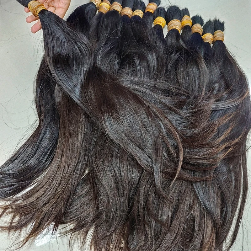 Cabelo humano sin trama sin procesar de alta calidad Natural marrón virgen cabello a granel crudo extensiones de cabello humano cabello trenzado a