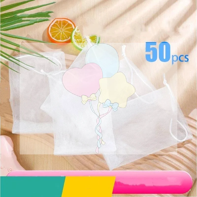 50Pcs Soap Blister Mesh Double-layer Soap Net Foaming Neting Easy Bubble Mesh Bag Facial Care Cleaning Tools