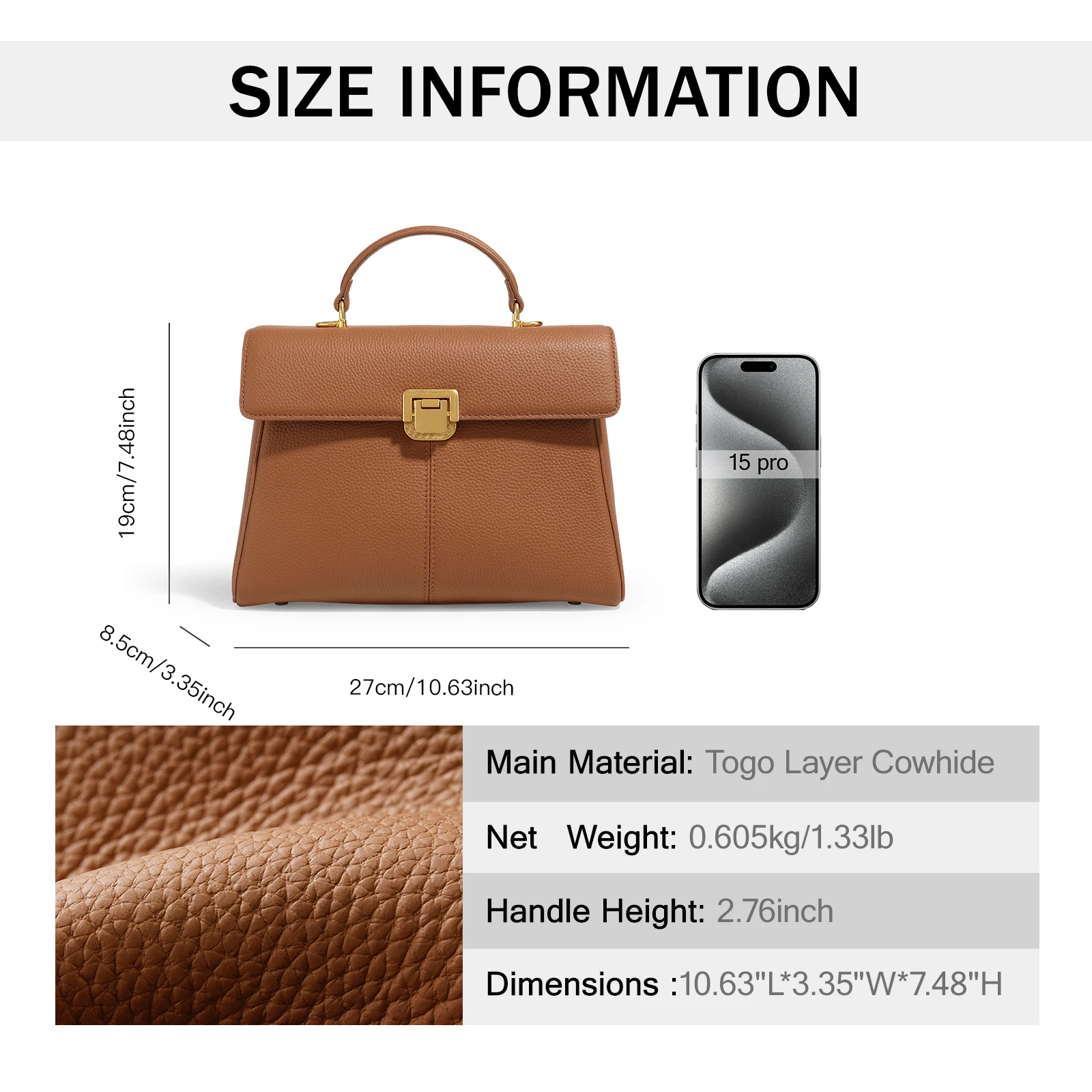 ITAMOOD Genuine Leather Handbag Luxury Women\'s Shoulder Bag Suitable for Gifting Metal Buckle Crossbody Bag Office Lady Bag