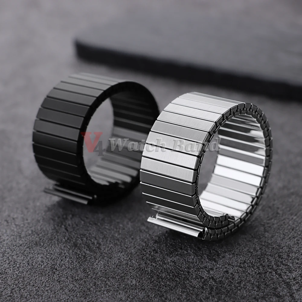 NEUES Schnellverschluss-Edelstahl-elastisches Stretcharmband 14/16/18/20/22 mm Uhrenarmband-Zubehör Armband Metall-Erweiterungsgurte – Detail 9