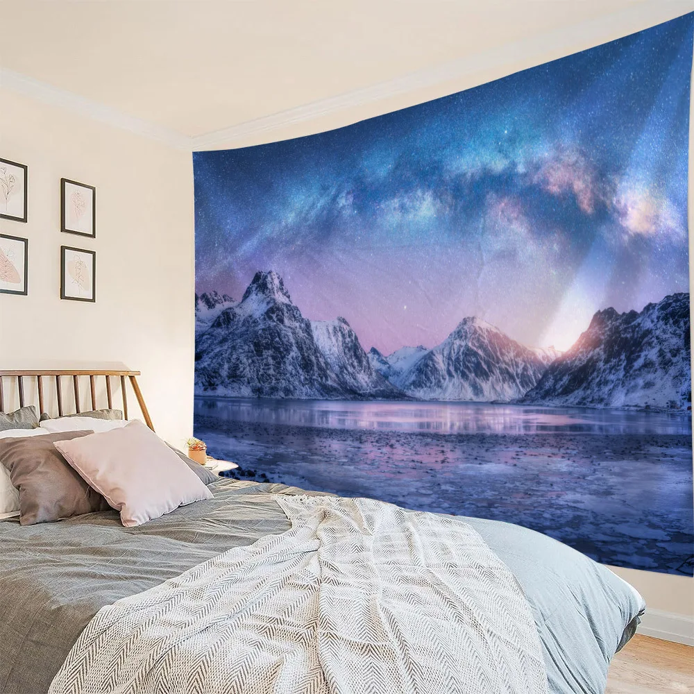 

Beautiful natural landscape tapestry bedroom living room wall decoration background poster aesthetic fabric decoration painting