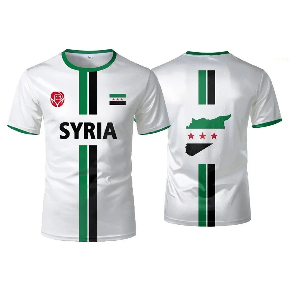 New Syria National Team Style Football Jersey Flag Print Unisex Casual Sports Top Perfect Gift for Male Football Fans