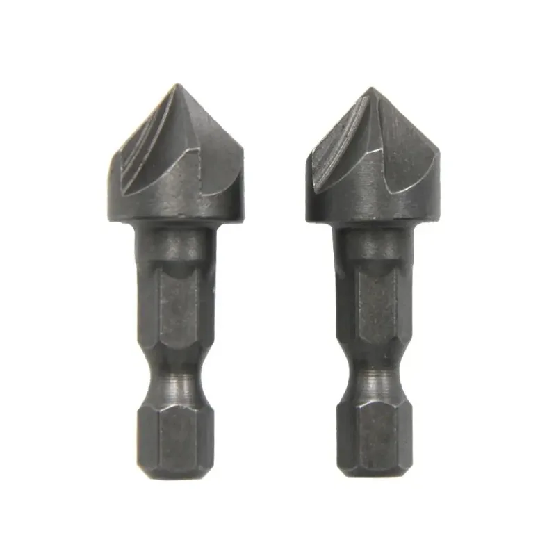 

BIESUO 2pc1/2 Hexagonal Shank Five Blade Countersunk Drill 12.5mm 5pc Woodworking Hole Opener Spot Facer Deburring Drill Bit Set