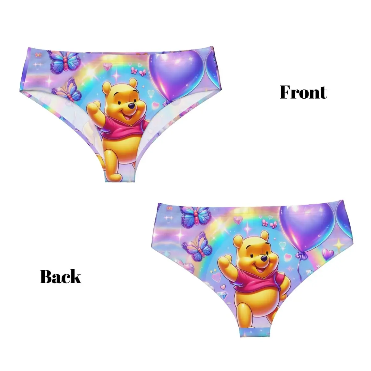 Custom Womens Winnie The Pooh Animations Cartoons Love Panties Underwear Female Breathable Hot Briefs Underpants
