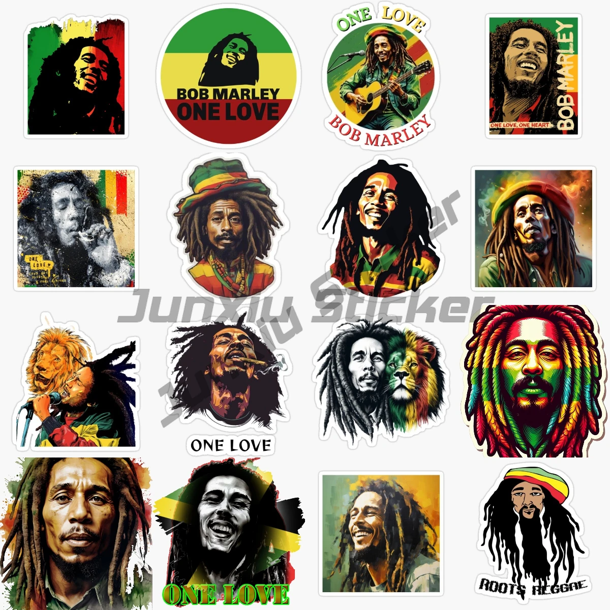 Jamaican One Love Heart Reggae Rastafari Bob Marley Jamaican Flag Map Sticker for Bumper Laptop Decal Vinyl Self-adhesive PVC KK