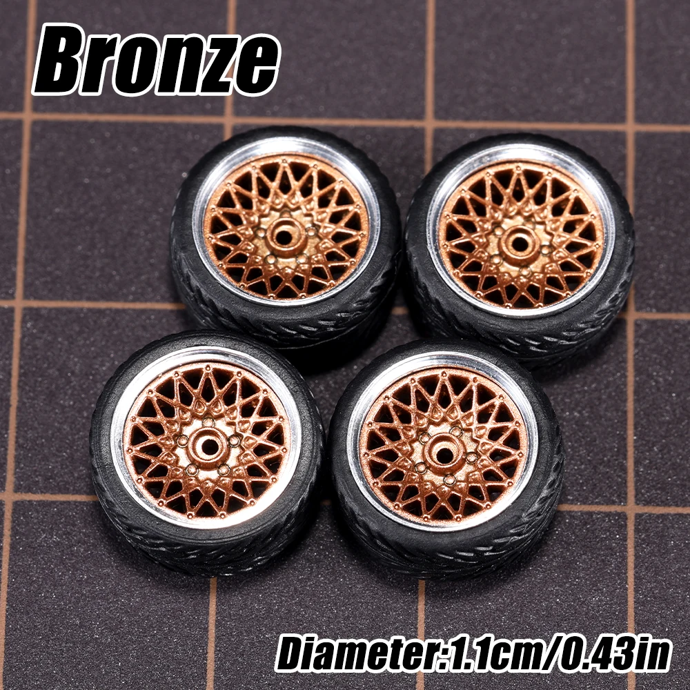 1/64 Modellauto-Räder 4er-Set - 11mm Durchmesser ABS-Gummireifen mit Bremsscheibe - Upgrade-Teile für Tomica Diecast-Fahrzeuge – Detail 6