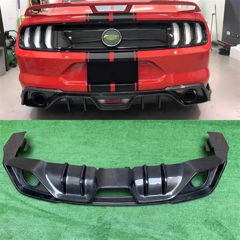

For Ford Mustang 2018 2019 2020 2021 2022 2023 2024 2025 ReaI Carbon Fiber Bumper Rear Lip Spoiler Kit