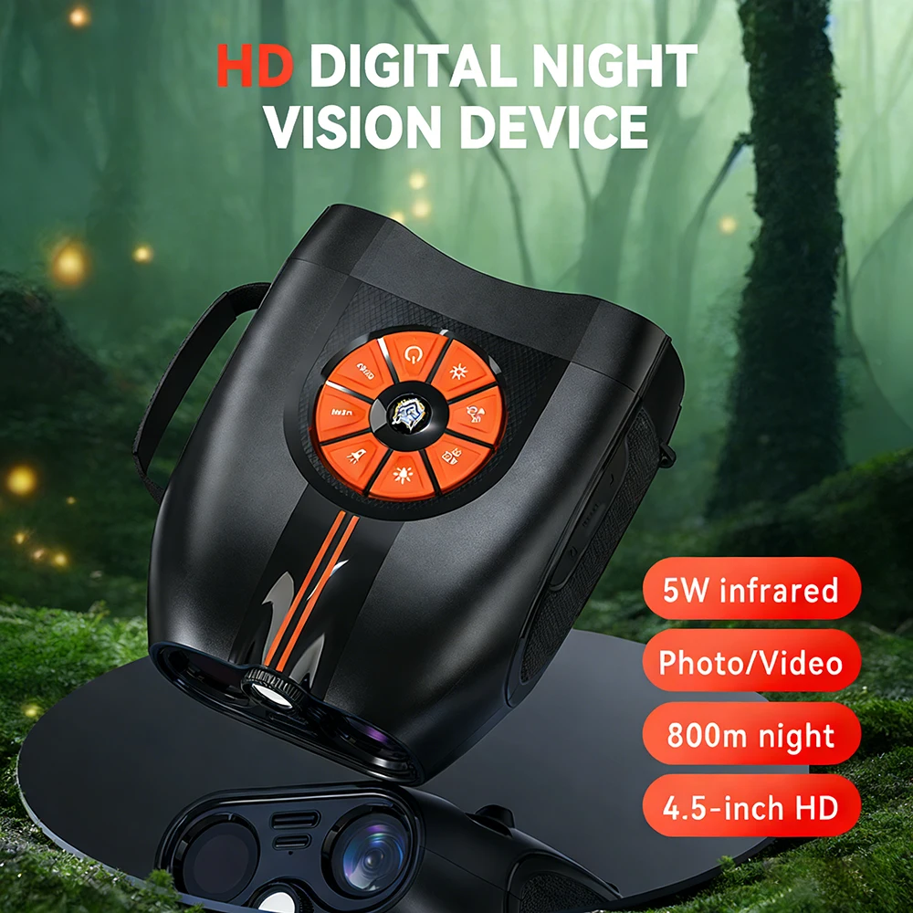 

4K бинокль ночного видения для взрослых 4,5 дюйма с тактическим светом, запись видео, инфракрасное ночное видение для наблюдения за дикой природой