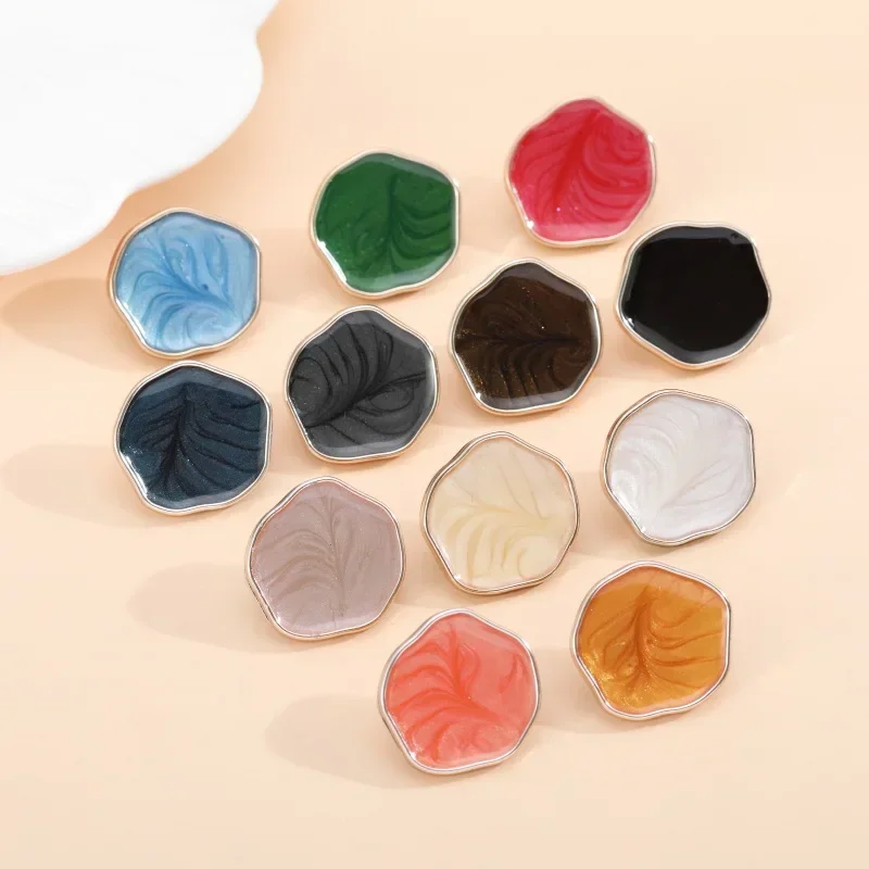 10PCS Water Wave Shape Shank Buttons Beautiful Irregular Plastic Plating Buttons Woman Coat Apparel Accessories