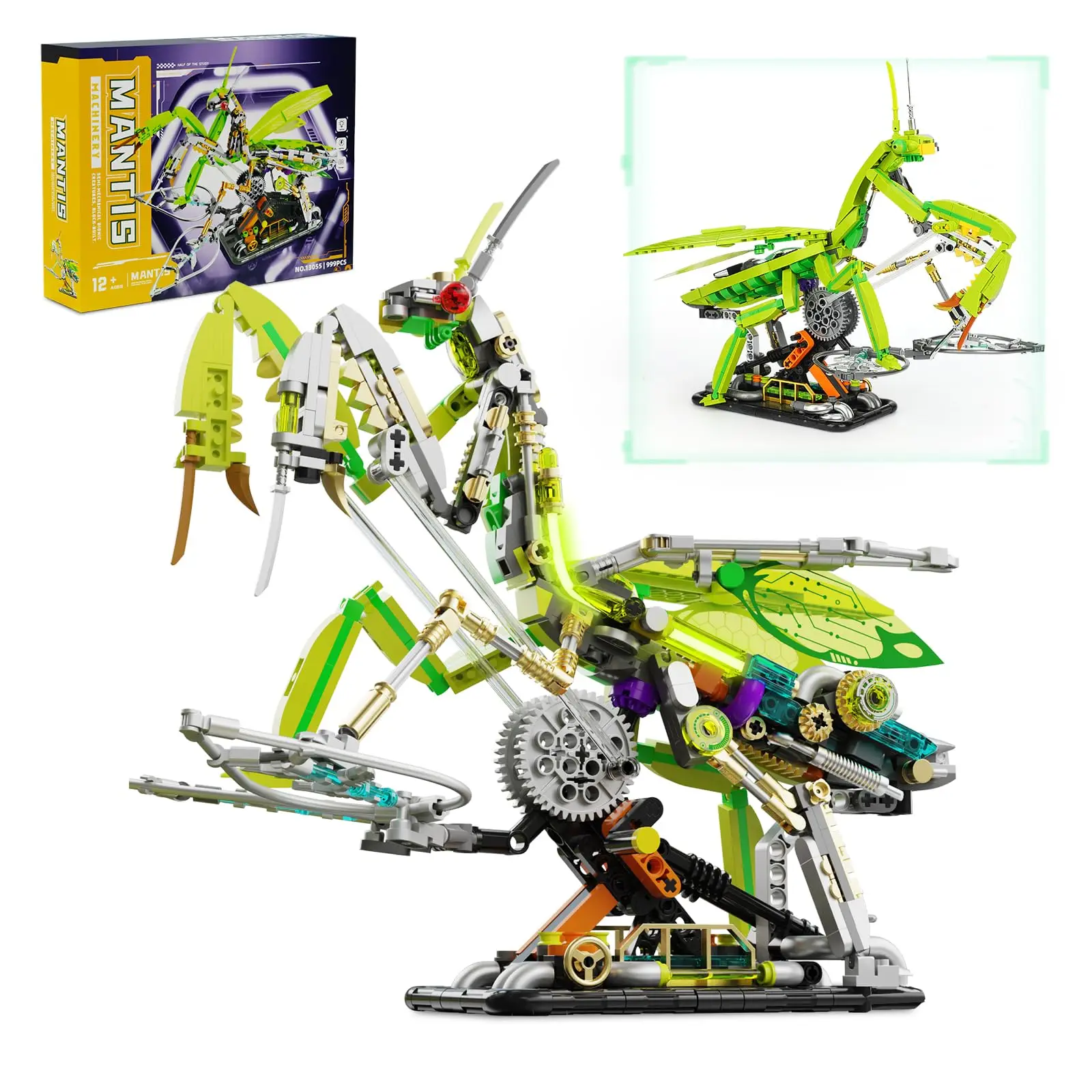 

999PCS Ideas Mantis Insect Collection Building Sets Mechanical Bug Display Model with Lighting Creative Boys Building Toys Gifts