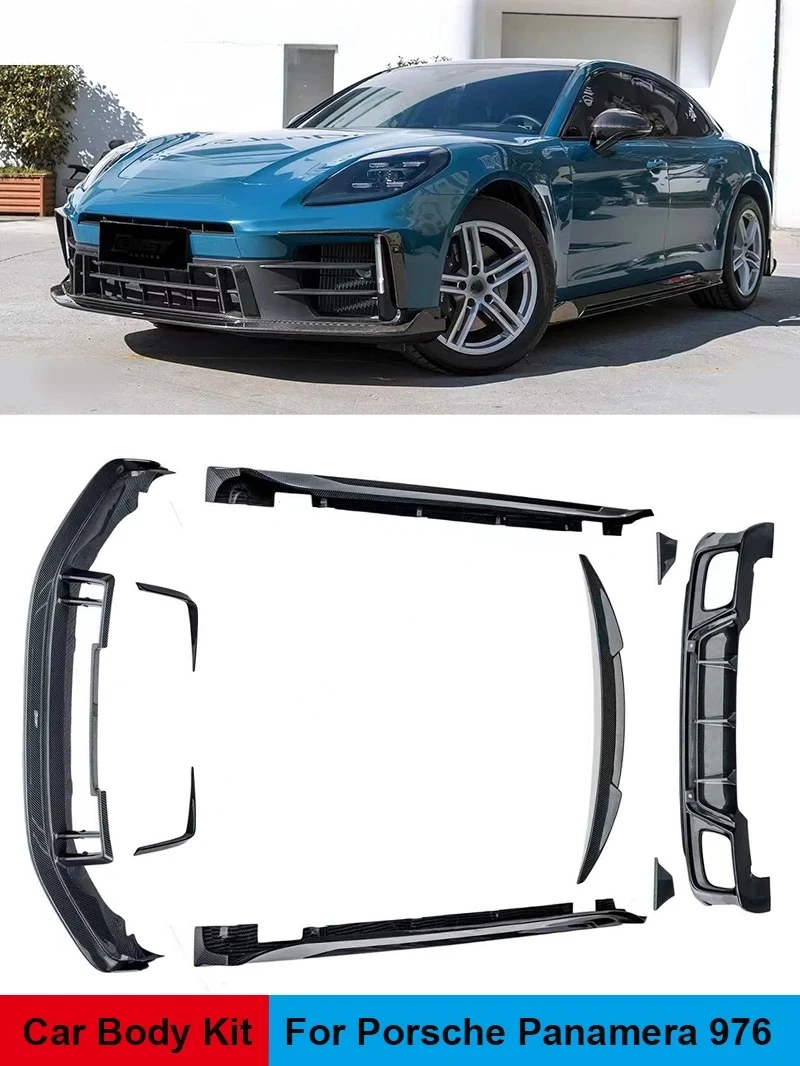 

Dry Carbon Fiber Front Bumper Lip Rear Diffuser Side Skirts Spoiler Car Body Kit For Porsche Panamera 976 2024