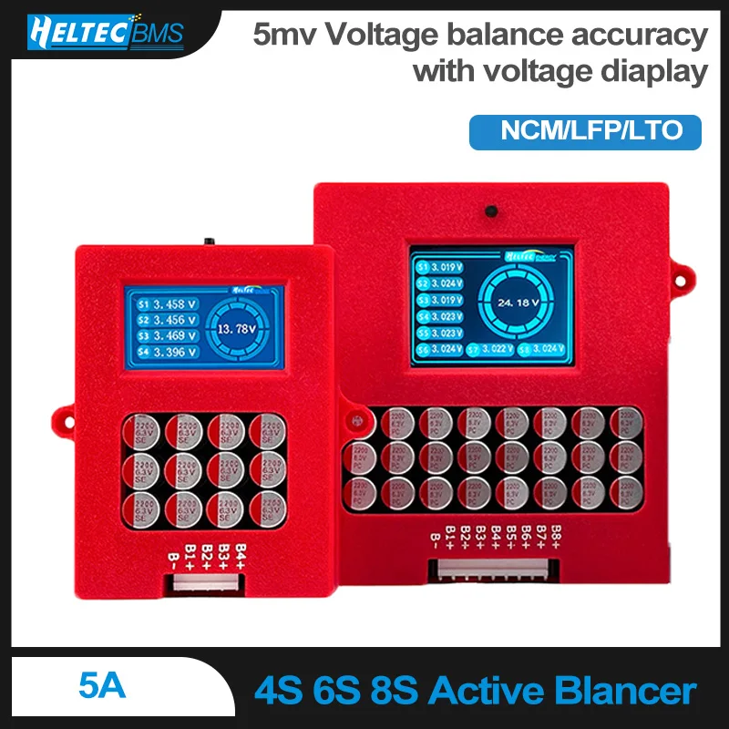 5A 4S 6S 8S Active Equalizer Balancer with Voltage Display Cells Balancer Lifepo4 Lipo LTO Battery Energy Capacitor Lithium Pack