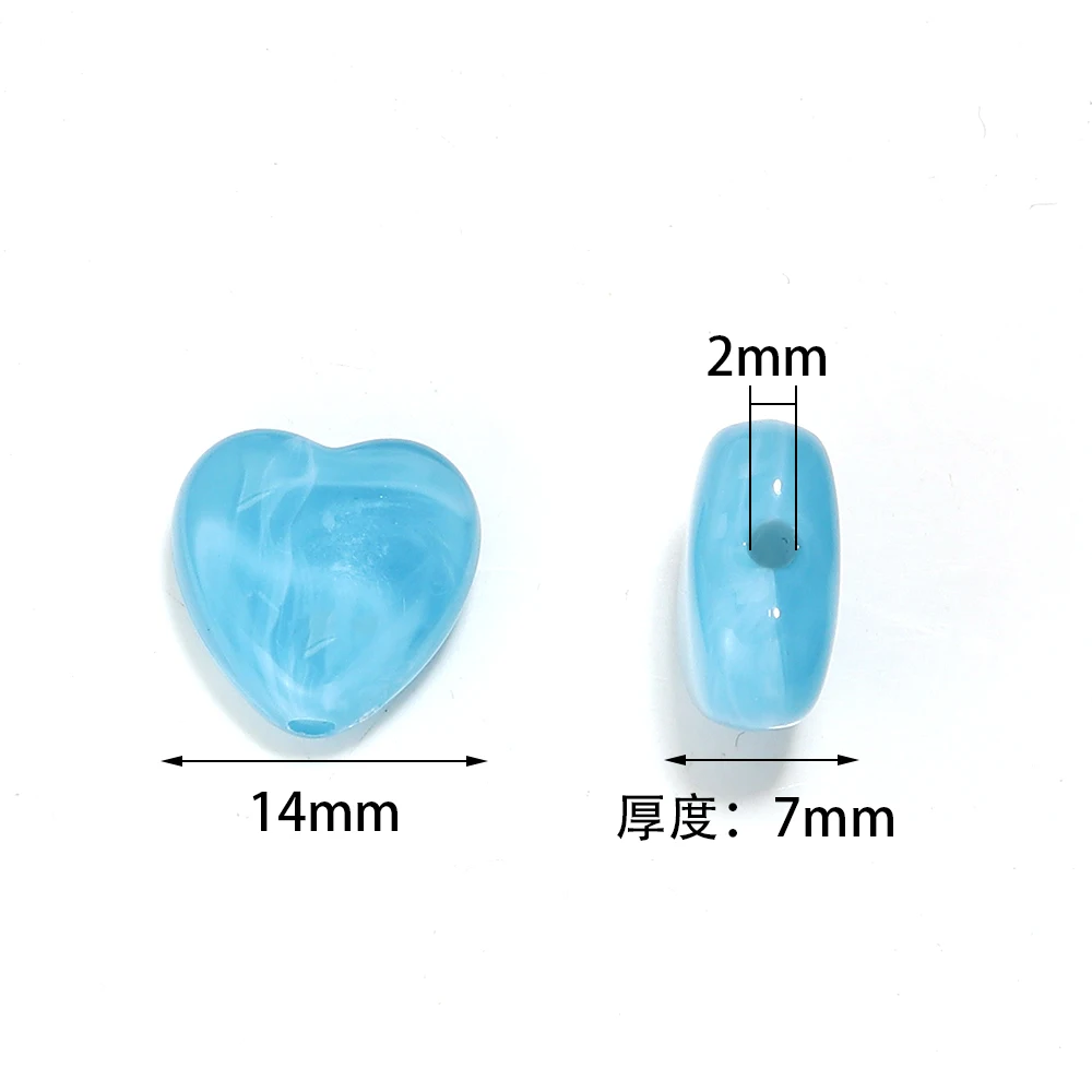 10pcs/lot 14mm Colored Heart Shape Beads Loose Spacer Acrylic Bead For Jewelry Making Findings DIY Necklace Earrings Accessories