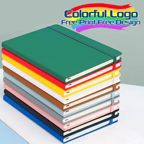 1Pcs Customized A5/A6 PU Leather Notebooks DIY Your LOGO Journal Diary Notepad Office Gift Stationery Colorful Printing Notebook