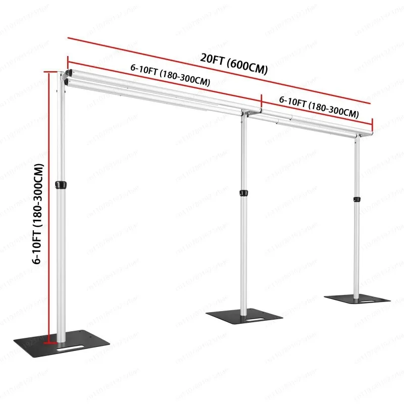 10ftx10ft Double Crossbar Pipe and Drape Backdrop Stand Kit, Heavy Duty Backdrop Stand, Adjustable Metal Background