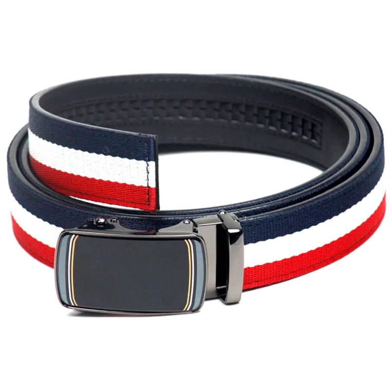 No Holes 140CM Length Cinto Adjustable Men\'s  Leather Golf Belt  With Ratchet  Auotomatical Comfort Click System For Fat Person