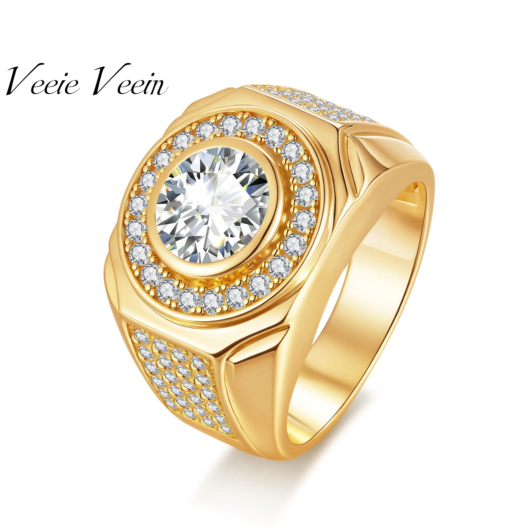 

Veeie Veein Luxury Brand 2-Carat Moissanite Ring Set In GRA Certificate S925 Sterling Silver Light Luxury Men Ring Jewelry