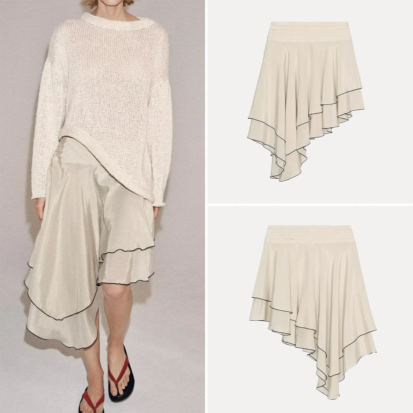

Fashion Asymmetric Decorative Multi-Layer Women's Skirt Spring 2026 Mid-Waist Unconventional Style Ladies' Half Skirt