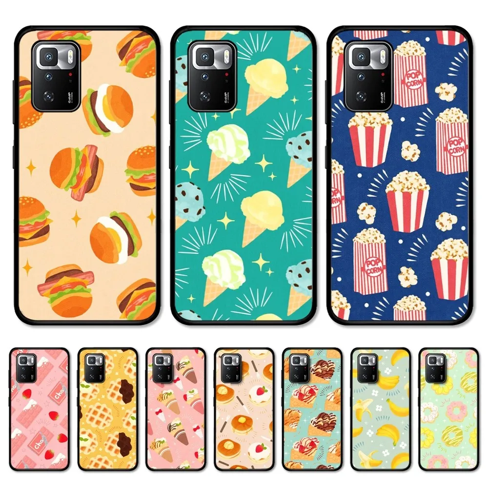 Simple Fashion Cartoon Food Phone Case For Redmi Note 4 X 5 A 6 7 8 T 9 9S 10 11 11S 11Epro Poco M3 Pro