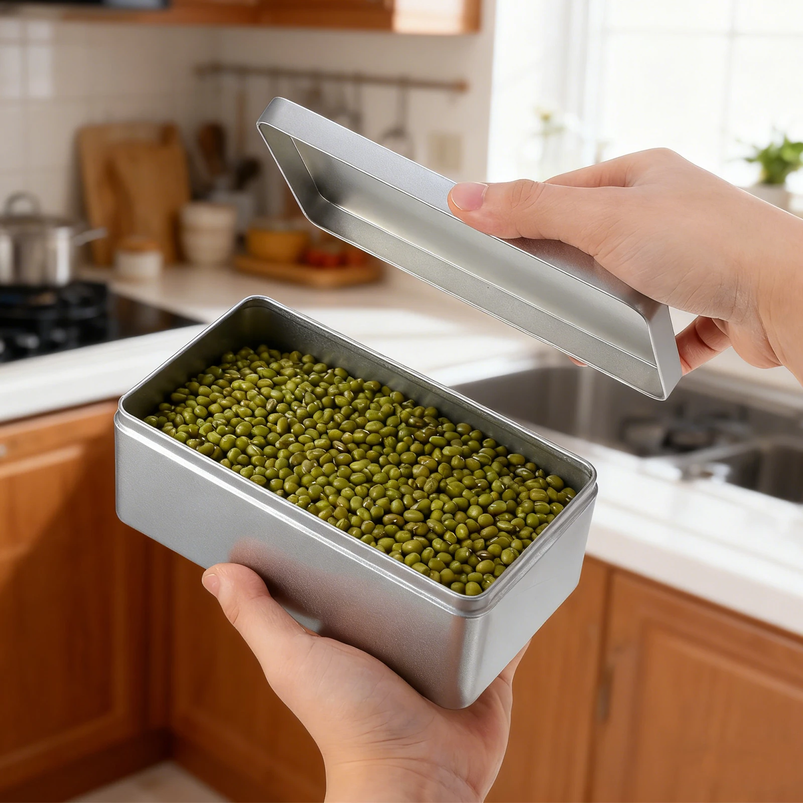 

2pcs Small Tin Box With Lid Premium Metal Tea Storage Tin Box For Dry Food Gift Wrapping Candy Storage Tins Party Rectangular