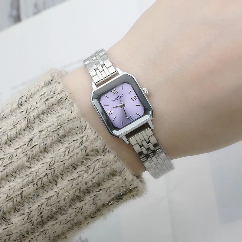 العلامة التجارية الفاخرة أزياء المرأة ساحة ساعات كوارتز السيدات سوار فولاذي غير قابل للصدأ ساعة اليد الكلاسيكية الفضة فام Relogio Feminino