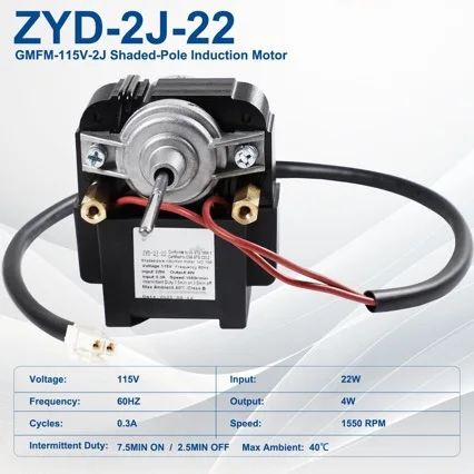 ZYD-2J-22 Refrigerator Cooling Fan Motor 115V 60Hz Input 22W Output 4W