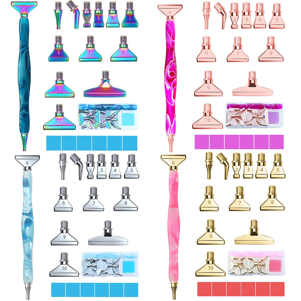 19pcs Reusable Diamond Painting Pen Replacement Pen Heads Cross Stitch Embroidery Quick Cases Tool Metal Point Drill Pen Heads