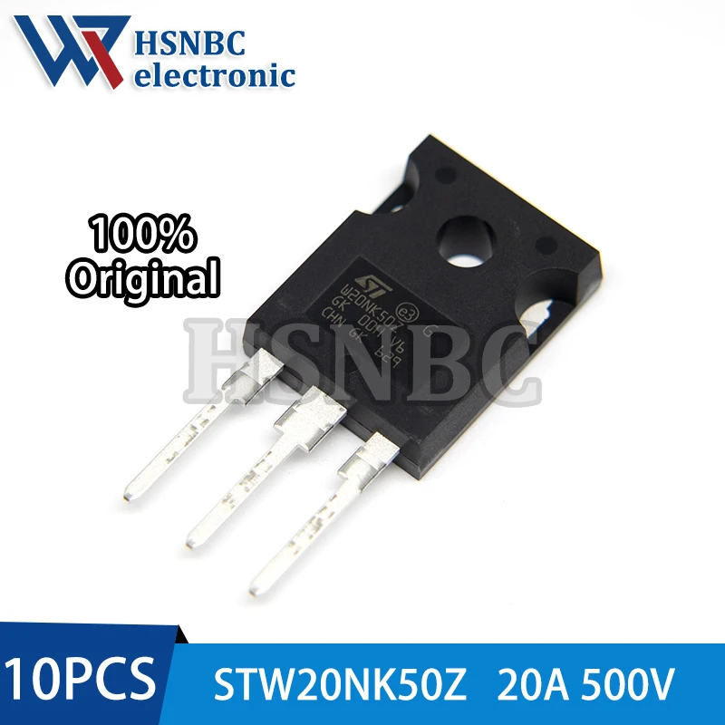 10PCS STW20NK50Z W20NK50Z TO-247 20A 500V N-Channel Power MOSFET Transistor 100% New Original