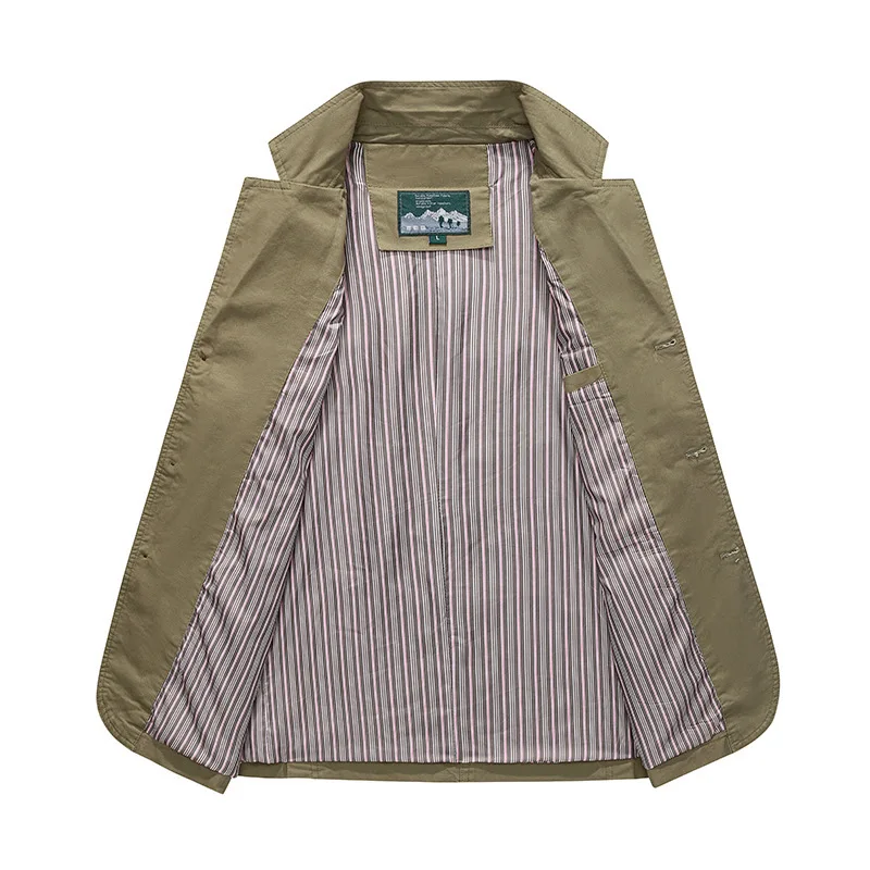 100% Cotton Male Pocket Button Jacket Outdoor Casual Business Blazers Jacket for Men Spring Autumn Casual Slim Fit Suits Coats